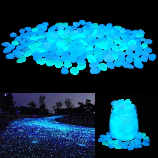 500 pieces of luminous stones in the luminous garden, stone decorations in the courtyard and sidewalks, DIY blue decoration