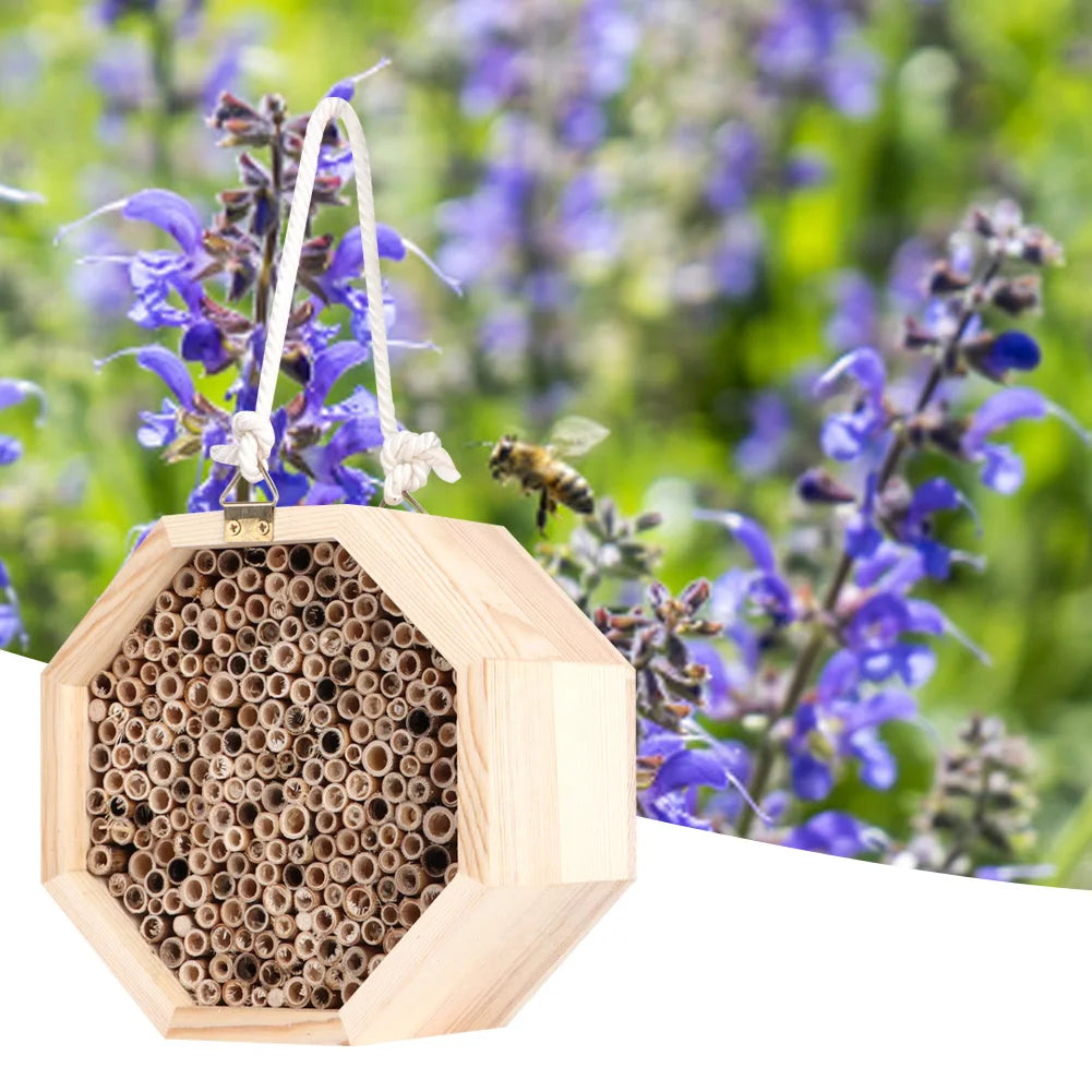 Wooden Insect Bee House Wood Bug Room Hotel Nesting Box for Outdoor Garden Decoration