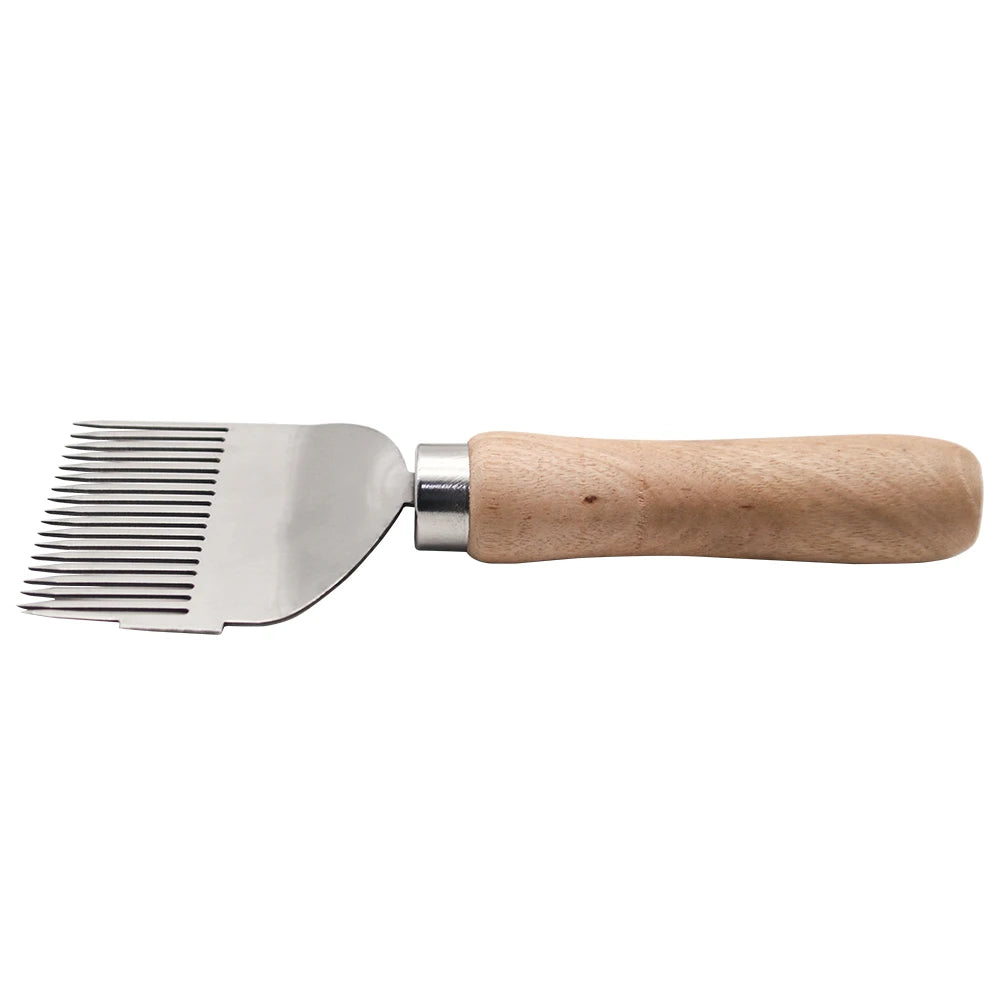 Bee Hive Uncapping Scraper Honey Honeycomb Bee Fork Wooden Handle Stainless Steel Honey Pin Needle Knife Beekeeping Equipment