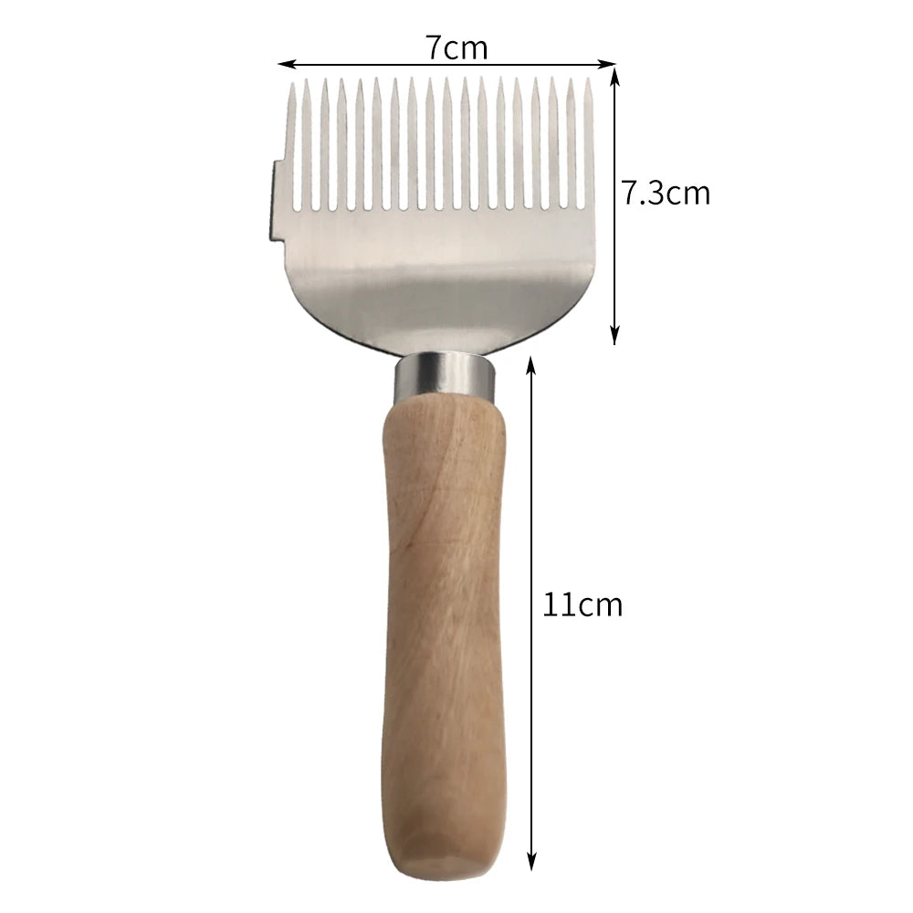 Bee Hive Uncapping Scraper Honey Honeycomb Bee Fork Wooden Handle Stainless Steel Honey Pin Needle Knife Beekeeping Equipment