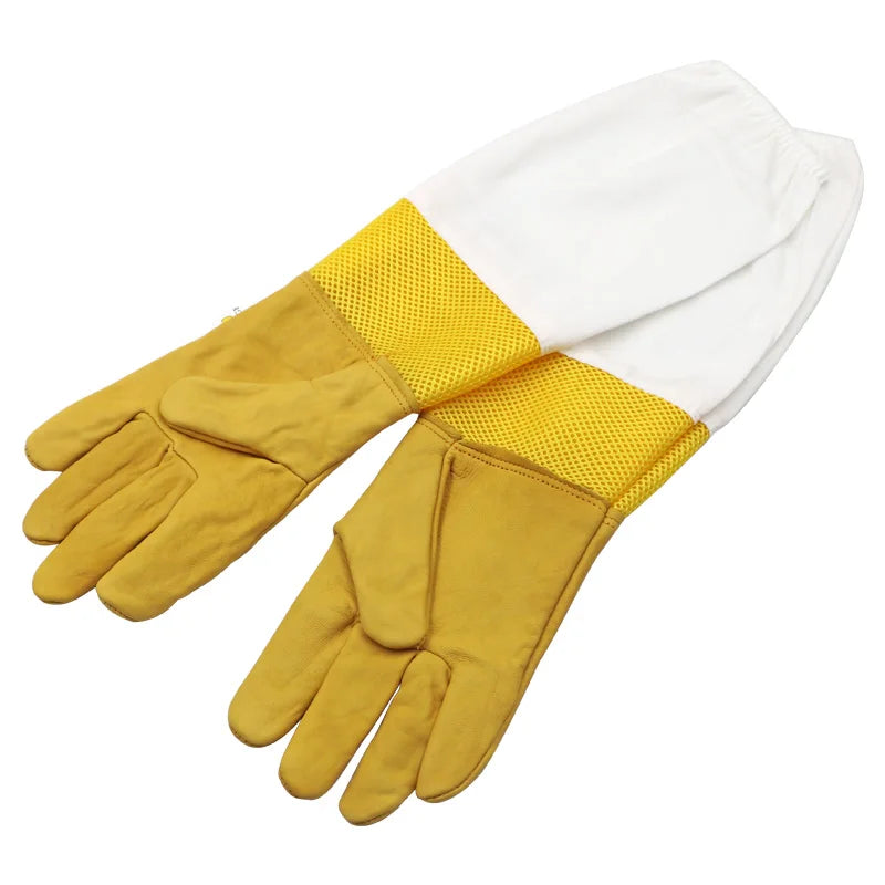 Beekeeper Protective Gloves Anti Bee Breathable Goatskin Yellow Gloves Beekeeping Protective Tools 1 Pair