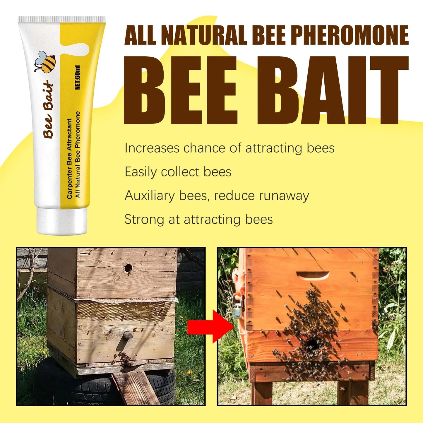 Bee Bait Bee Queen Pheromone Easy Catching Lure Bait Swarm Commander Honey Hive Attract Outdoor Beekeeping Bee Attractant Bait