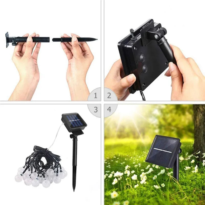 Garden Solar Lights 50 LED 24ft 8 Modes Waterproof Crystal Balls Decorative Lighting for Yard Home Party Wedding Christmas