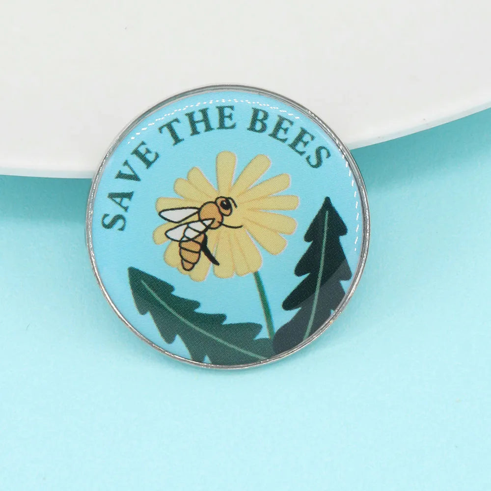 World Bee Day Busy pollinators bees saving protection insects solidarity beekeeper flower Metal Alloy Badge Lapel Pin for Clothe