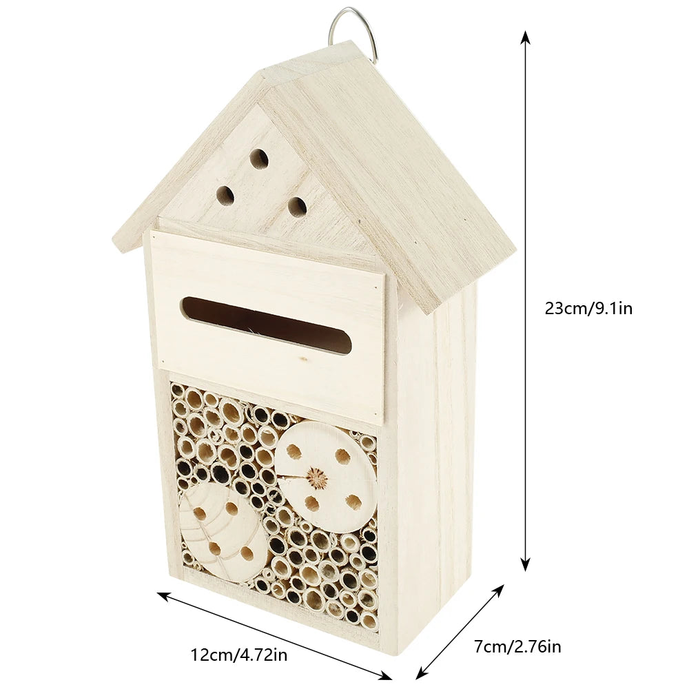 Wooden Insect Bee House Butterfly House Insect Hostel Garden Outdoor Hanging hive house Natural Wood Bug Shelter Nest Box