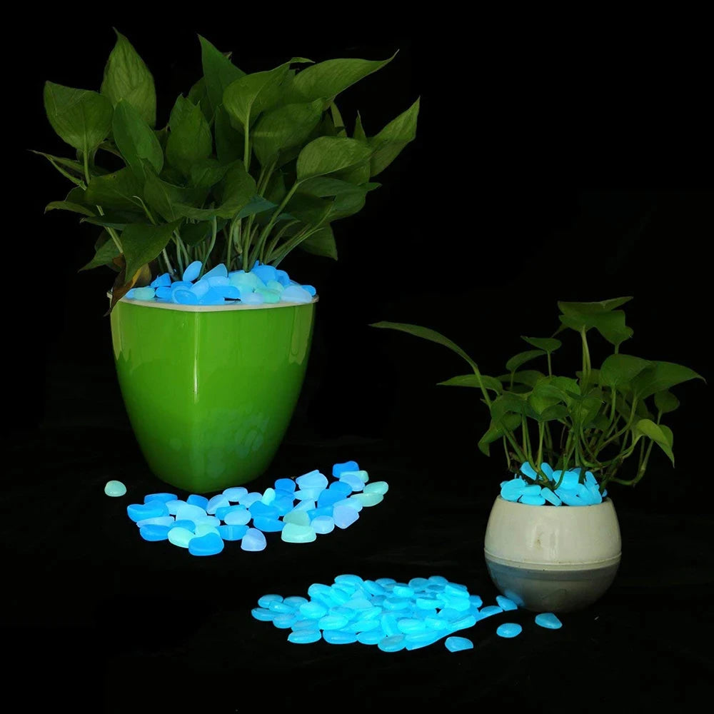 500 pieces of luminous stones in the luminous garden, stone decorations in the courtyard and sidewalks, DIY blue decoration