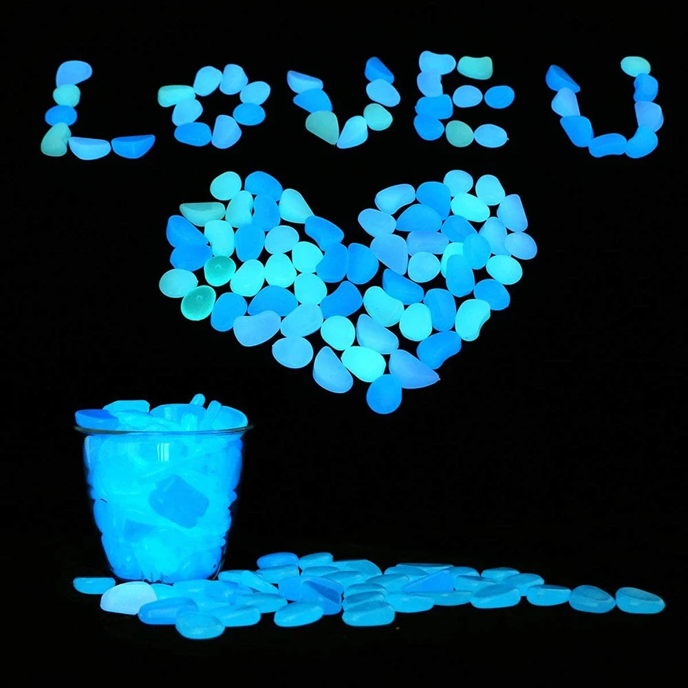 500 pieces of luminous stones in the luminous garden, stone decorations in the courtyard and sidewalks, DIY blue decoration