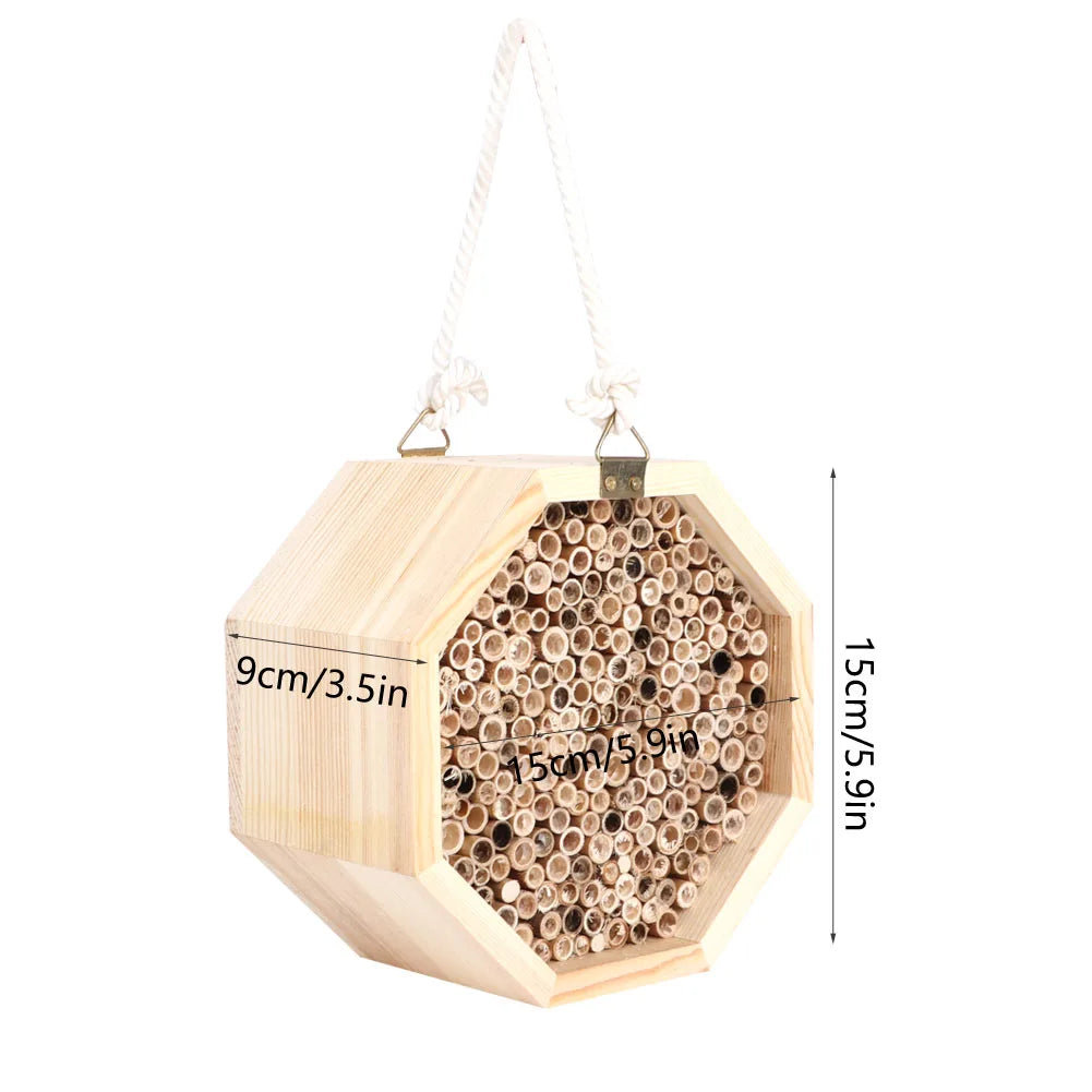 Wooden Insect Bee House Wood Bug Room Hotel Nesting Box for Outdoor Garden Decoration