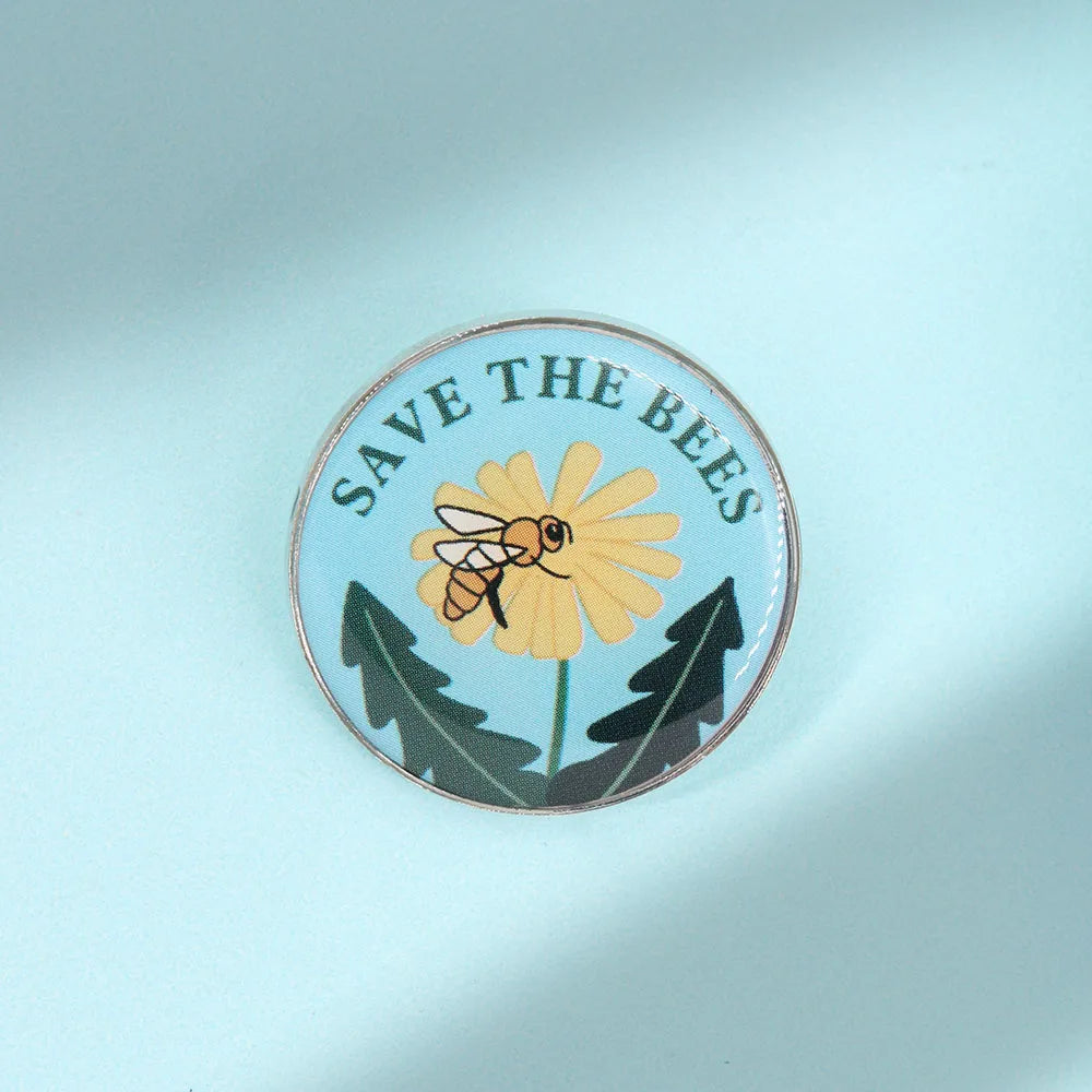 World Bee Day Busy pollinators bees saving protection insects solidarity beekeeper flower Metal Alloy Badge Lapel Pin for Clothe