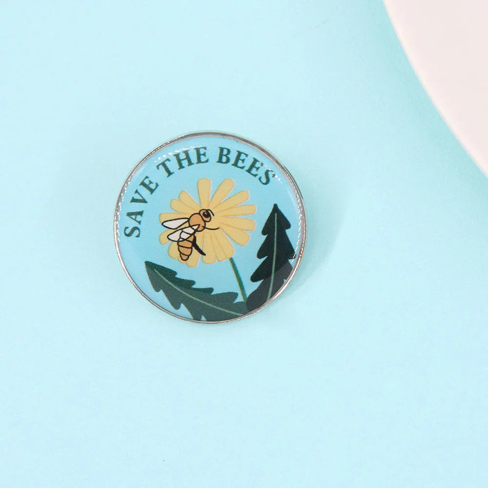 World Bee Day Busy pollinators bees saving protection insects solidarity beekeeper flower Metal Alloy Badge Lapel Pin for Clothe