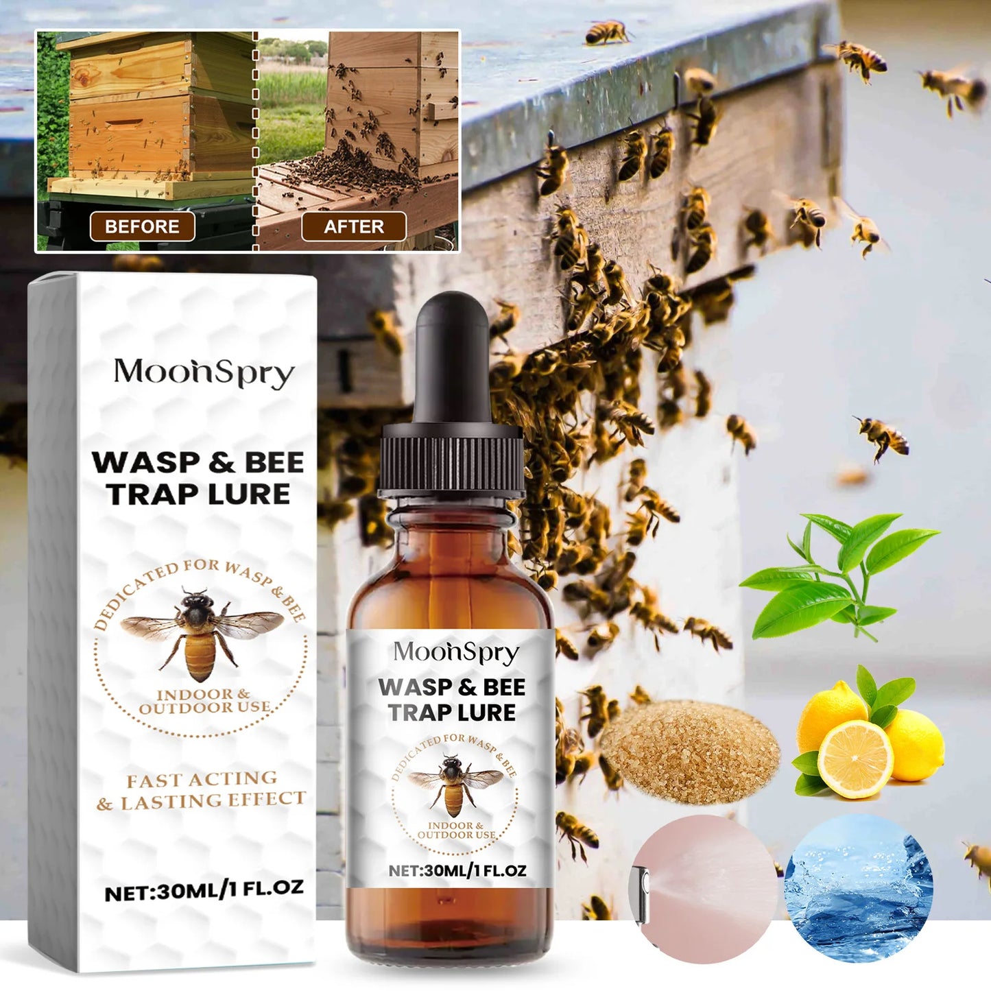 Bee attractant; Bee lure; Agricultural use of wild beekeeping; Honeybee attractant essence