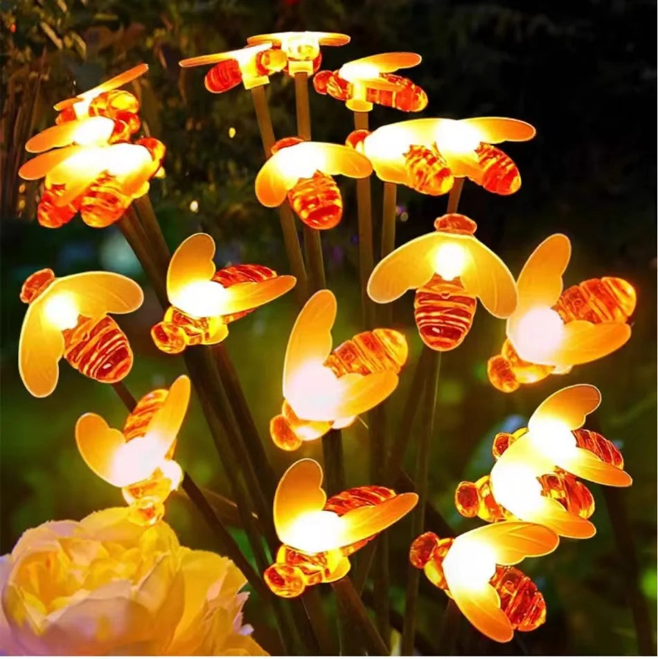 1 bee solar garden light, bee shaped solar outdoor light, solar light sways in the wind, suitable for outdoor decoration such as
