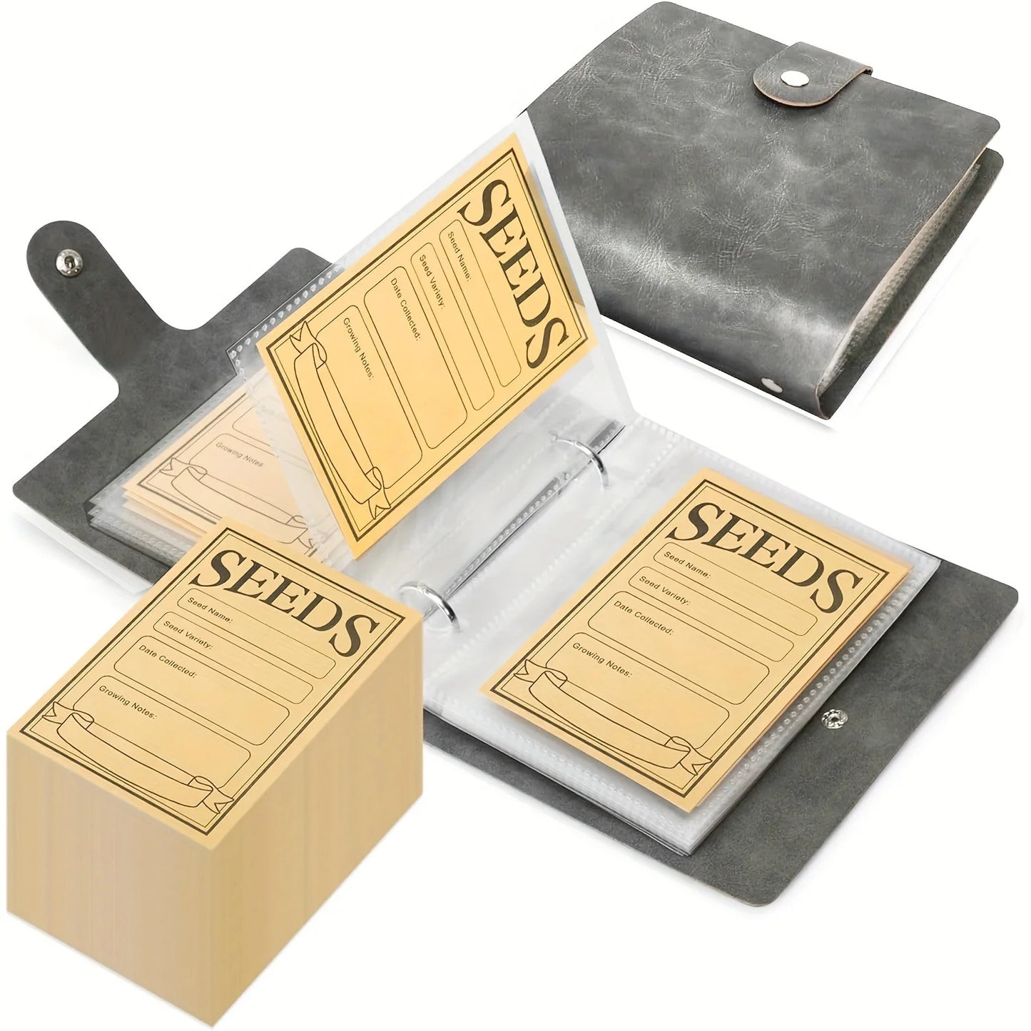 Garden Seeds Storage Organizers, Seed Organizer Binder with 50pcs Self-Sealing Seed Envelopes,Seed Packet Organizer, Seed