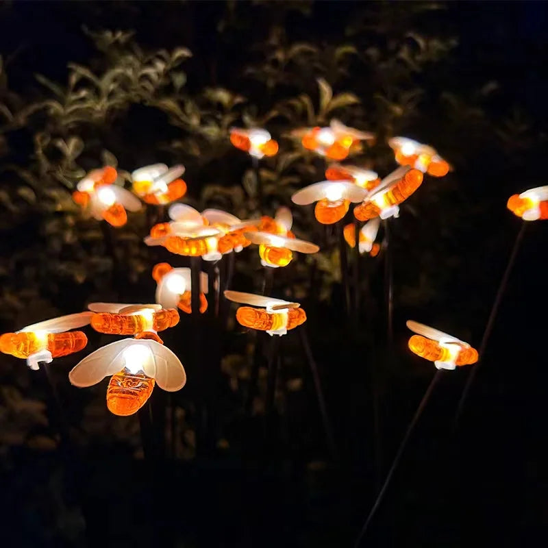 1 bee solar garden light, bee shaped solar outdoor light, solar light sways in the wind, suitable for outdoor decoration such as