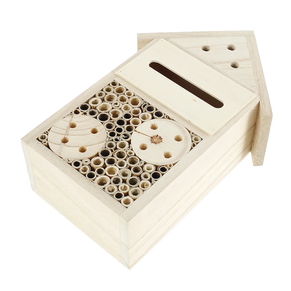 Wooden Insect Bee House Butterfly House Insect Hostel Garden Outdoor Hanging hive house Natural Wood Bug Shelter Nest Box