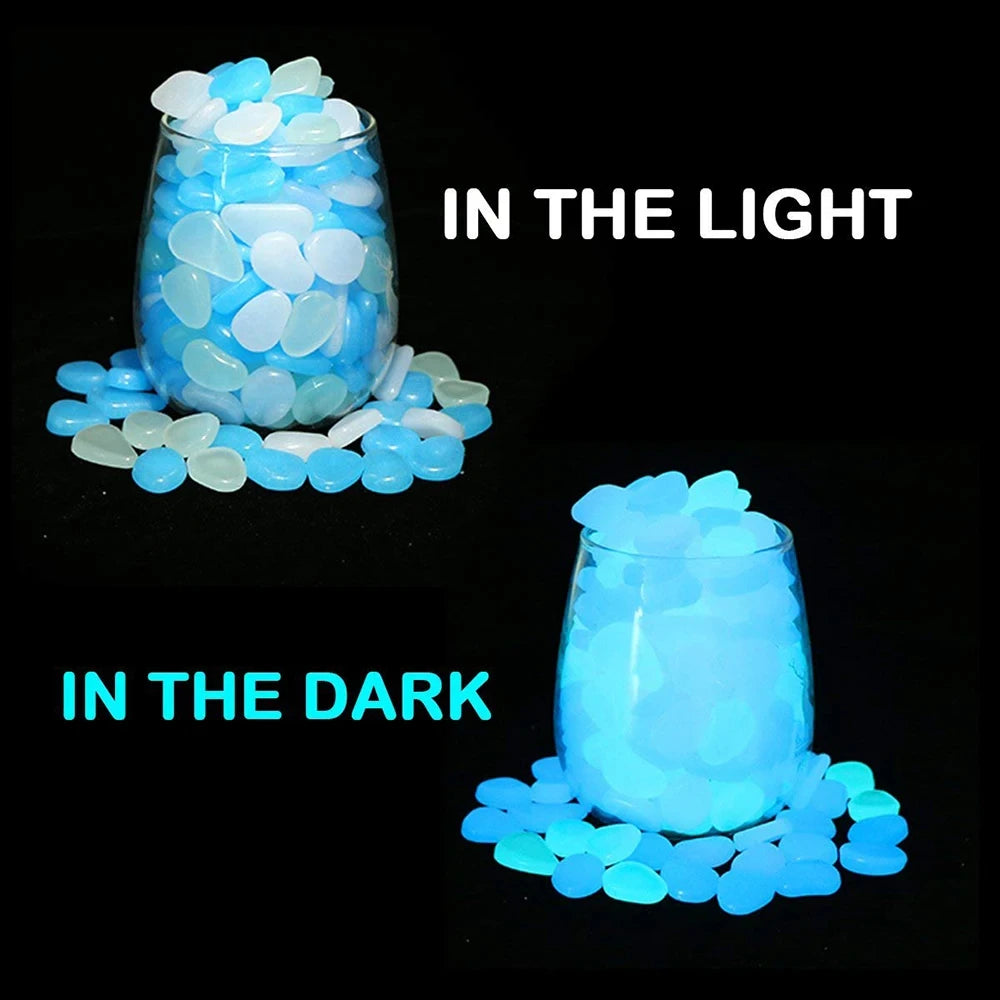500 pieces of luminous stones in the luminous garden, stone decorations in the courtyard and sidewalks, DIY blue decoration